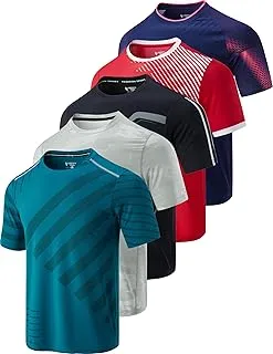 5 Pack Men’s Active Quick Dry Crew Neck T Shirts | Athletic Running Gym Workout Short Sleeve Tee Tops Bulk